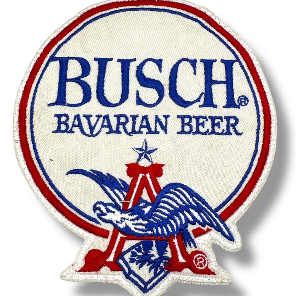 XL 8” BUSCH BAVARIAN BEER embroidered patch uniform driver retro
